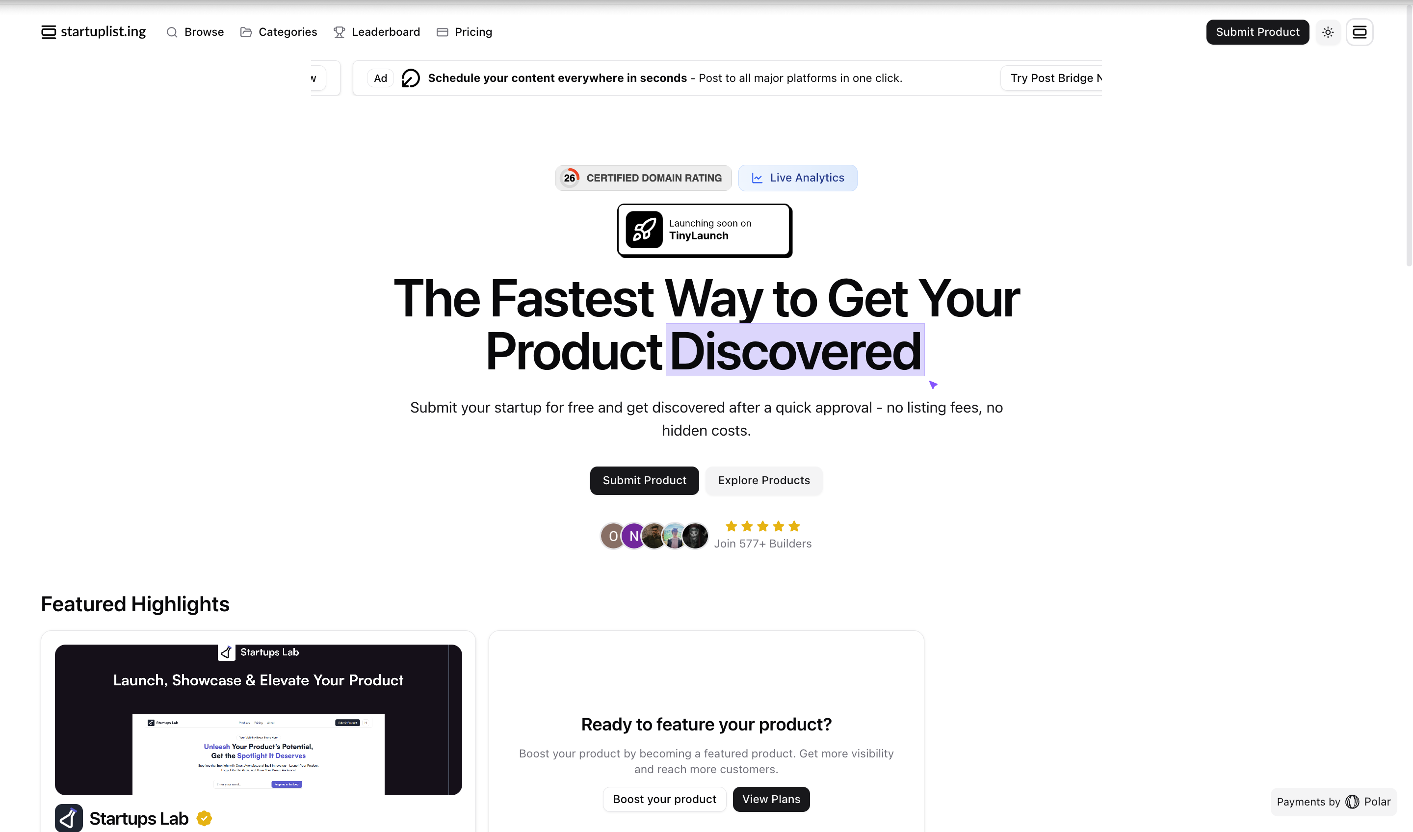 Startup Listing - Product Image